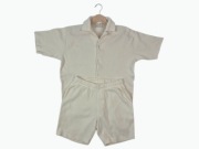 Bawełniany komplet Yoke, tekstura wafelek, koszula & szorty krem S