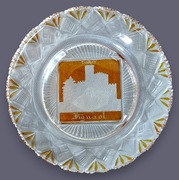 Talerz Zamek Chojnik Kynast Szlifowany XIXw Weduta Kryształ