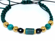 BRANSOLETKA KAMIEŃ MALACHIT HEMATYT STAL 316L NA WYMIAR LUB SZER 16 cm