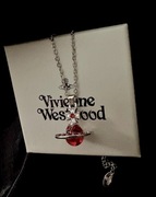 naszyjnik Vivienne Westwood czerwony gotycki Orb Collar saturn Nana srebrny