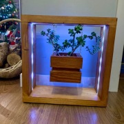 Lampa ozdobna led doniczka kwietnik z drewna 