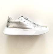 PATRIZIA ARYTON Skórzane Buty 41 Sneakersy Srebrne na platformie 