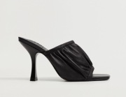 MANGO klapki szpilki 100% skóra naturalna marszczone NOWE 38