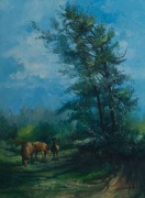 " 3 KONIE PRZY DRZEWIE " Obraz Ryszard Badura