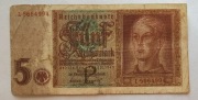 5 Reichsmark 1.08.1942 – III Rzesza – Oryginał – Mocny stan obiegowy