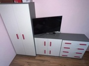 Meble dziecięce zestaw komplet Smyk II 8 elementów z biurkiem