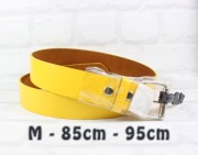 NOWY pasek do spodni żółty skórzany skóra damski męski skórzany M