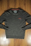 Sweter Superdry r. M wełna szary męski okrągły dekolt 