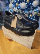 Cambell czarne skórzane sneakersy  z ozdobą