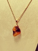 Wisiorek NATURALNY BURSZTYN Bałtycki ZŁOCONA STAL