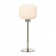 Stojąca LAMPA stołowa SOBER 108120 Markslojd, nocna plisowana mosiądz biała