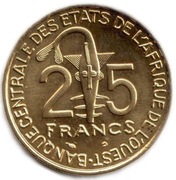 ZACHODNIA AFRYKA (BCEAO) 25 franków 2000, KM# 9, AU