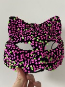 Maska kot fluo neonowa cekiny uszka uszy przebranie halloween wenecka