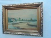 Stary obraz na płótnie sygnowany E Fischer.