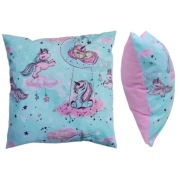 Poszewka 40x40 cm jednorożce zielone ze złotkiem - Bawełna