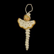 Zawieszka ozdoba szydełkowa na choinkę aniołek 5x13cm (Z224) biało-złota