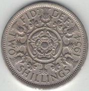 Wielka Brytania 2 szylingi two shillings (floren) 1954 28,4 mm - nr 1