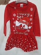 Czerwona sukienka świąteczna kot Święta Bożego Narodzenia r. 110