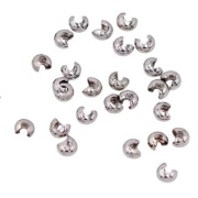 Koraliki Osłonki Maskujące, Zaciskowe, Mosiądz, rhodium plated, 3mm, 5szt.