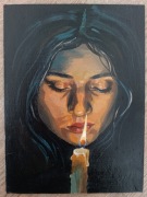 Obraz Kobieta Portret Świeca Akryl Podobrazie 18x24