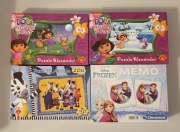 4 w 1 - Zestaw Gier i Puzzli dla Dzieci: Dora, Kraina Lodu Frozen, Zou