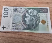 100 zł 2018 GU 0077577 ciekawy numer seryjny