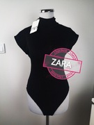 Czarne body ZARA prążkowane modne z Zary bluzka top prążek modny nowy  