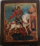 Stara  ikona Sw. Jerzy zabija Smoka 