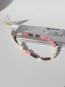 Biżuteryjna smycz do telefonu Awenturyn matowy i Agat fuksjowy, Mattè Prism