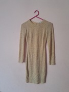 Nly one piękna sukienka XS/34 beżowa złota błyszcząca andrzejki sylwester