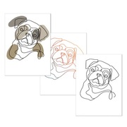 Plakat Mops Portret Linia wzory Personalizowany