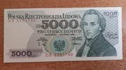 5000zł 1988 Seria DB , stan UNC
