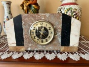 Zegar Kominkowy Art Deco Marmur Vintage Antyk