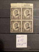 USA Scott 610 MNH** Plate Block ,,czwórka z numerem arkusza,,