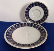 PORCELANA LETTIN ECHT KOBALT TALERZ DESEROWY + SPODEK