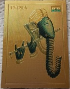 Piękny magnes na lodówkę - pamiątka z Indii - słoń i flet 70x50 