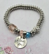 I love you srebrna bransoletka kryształki kryształki Fashion Modna glamour