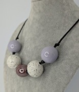 Duże porcelanowe korale na szyję, biżuteria artystyczna rękodzieło 