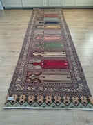 Przepiękny perski ręcznie tkany wełniany chodnik Ghoum 90x300cm.