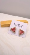 Kolczyki trójkąty z koralików Miyuki czerwone hipoalergiczne handmade