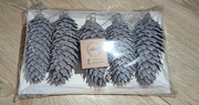 Srebrne szyszki choinkowe – komplet 5 sztuk, 13–14 cm