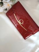 Damski portfel- Burgund - Prawdziwa lakierowana skóra