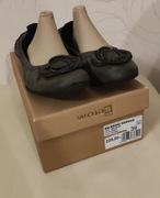 buty baleriny balerinki Wojas 39 szare, popiel, wkł. 25,5 skóra