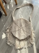 Beżowa kremowa Torebka makramowa Boho na ramię makrama z Meksyku