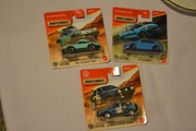 3x Matchbox Porsche Macan S blue, 911 rally green, VW Golf 2 Cross Country