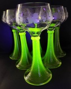 Szkło uranowe 6 szt. remery Theresienthal secesja kieliszki do wina