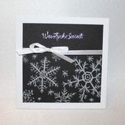 Kartka świąteczna na Boże Narodzenie czarna śnieżynki ręcznie malowana
