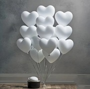 Białe Balony Lateksowe w Kształcie Serca ,Śluby, Urodziny, Rocznice