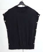 Sweter Kamizelka Z Guzikami Czarna Shein |R. M