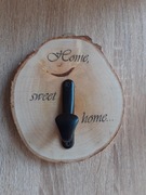 Wieszak ścienny na ubrania, klucze plaster drewna. Home sweet home. 